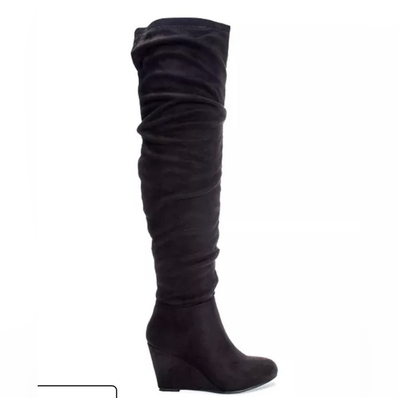 CHINESE LAUNDRY UMA OVER THE KNEE BOOTS BLACK SUEDE - Picture 6 of 8